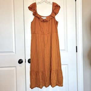 Old Navy Ruffle Strap Neckline Midi Dress Mustard Yellow XL